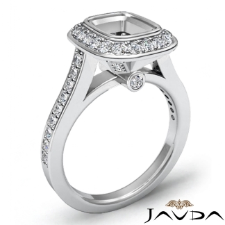 0.5Ct Diamond Engagement Ring Halo Setting Platinum 950 Cushion Semi Mount