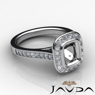 0.5Ct Diamond Engagement Ring Halo Setting Platinum 950 Cushion Semi Mount