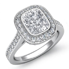 Halo Pave Sidestone Bezel diamond Ring Platinum 950