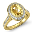 0.5Ct Diamond Engagement Ring 18k Yellow Gold Oval Semi Mount Halo Pave Setting - javda.com 