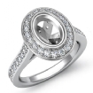 0.5Ct Diamond Engagement Ring 14k White Gold Oval Semi Mount Halo Pave Setting - javda.com 