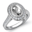 0.5Ct Diamond Engagement Ring Platinum 950 Oval Semi Mount Halo Pave Setting - javda.com 