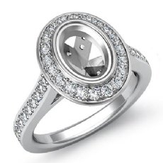0.50Ct Diamond Engagement Ring 14k White Gold Oval Semi Mount Halo Pave Setting
