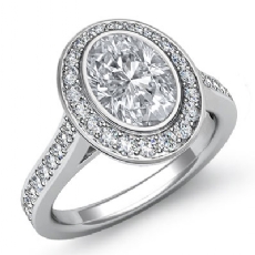 Modern Accents Bezel Halo diamond Ring 18k Gold White