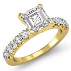 U Prong Setting Sidestone diamond  14k Gold Yellow
