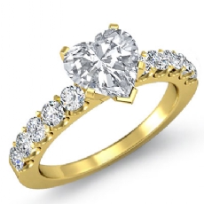 U Prong Setting Sidestone diamond Ring 14k Gold Yellow