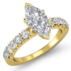 U Prong Setting Sidestone diamond Ring 14k Gold Yellow