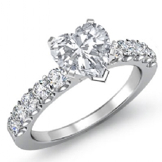 U Prong Setting Sidestone diamond Ring 14k Gold White