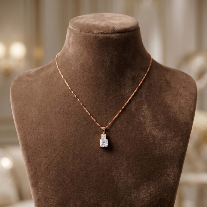  diamond Pendant 14k Rose Gold
