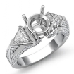 Trillion Round Diamond 3 Stone Semi Mount Engagement Ring Platinum 950 Setting 0.5Ct - javda.com 