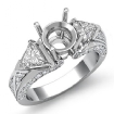 Trillion Round Diamond 3 Stone Semi Mount Engagement Ring 14k White Gold Setting 1.15Ct - javda.com 