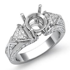 Trillion Round Diamond 3 Stone Semi Mount Engagement Ring 14K W Gold Setting 1Ct