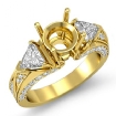 Trillion Round Diamond 3 Stone Semi Mount Engagement Ring 14k Yellow Gold Setting 1Ct - javda.com 
