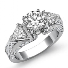 Trillion 3 Stone Sidestone diamond Ring 14k Gold White