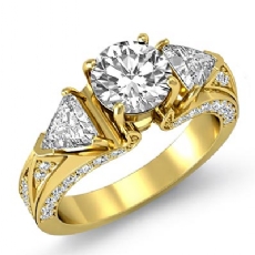 Trillion 3 Stone Sidestone diamond Ring 18k Gold Yellow