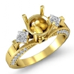Round Princess Diamond Engagement Three 3 Stone Ring Setting 18k Yellow Gold 0.95Ct - javda.com 