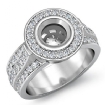 1.65Ct Diamond Engagement Ring Round Semi Mount Platinum 950 Halo Pave Setting - javda.com 
