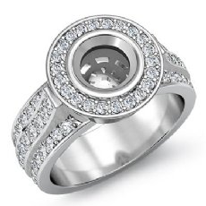 1.65Ct Diamond Engagement Ring Round Semi Mount 14K White Gold Halo Pave Setting