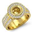 1.65Ct Diamond Engagement Ring Round Semi Mount 14k Yellow Gold Halo Pave Setting - javda.com 