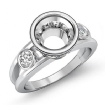 Round Bezel Diamond Engagement 3 Stone Ring Semi Mount 14k White Gold Setting 0.25Ct - javda.com 