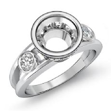 Round Bezel Diamond Engagement 3 Stone Ring Semi Mount 14K W Gold Setting 0.5Ct