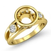 Round Bezel Diamond Engagement 3 Stone Ring Semi Mount 14k Yellow Gold Setting 0.5Ct - javda.com 