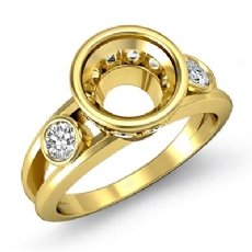 Round Bezel Diamond Engagement 3 Stone Ring Semi Mount 14k Gold Yellow Setting  (0.5Ct. tw.)