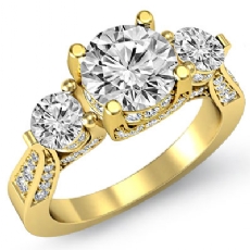 Vintage Style 3 Stone diamond  18k Gold Yellow