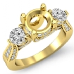 Three 3 Stone Diamond Engagement Ring Round Semi Mount 18k Yellow Gold Setting 0.9Ct - javda.com 