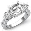 Three 3 Stone Diamond Engagement Ring Round Semi Mount Platinum 950 Setting 0.9Ct - javda.com 