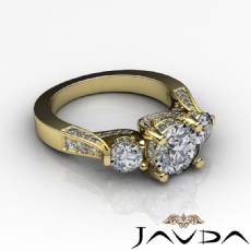 3 Stone Prong Set Sidestone diamond Ring 14k Gold Yellow