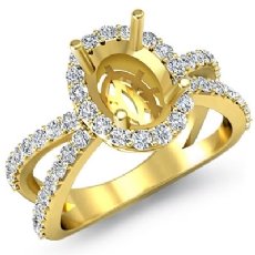 Unique Diamond Engagement Ring 14k Gold Yellow Oval SemiMount Halo Setting (0.75Ct. tw.)