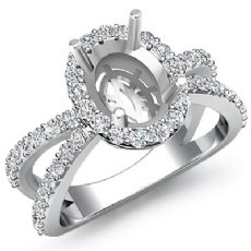0.75Ct Unique Diamond Engagement Ring 14k White Gold Oval SemiMount Halo Setting