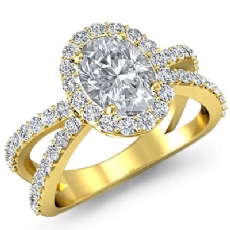 Popular Split Shank Halo diamond Ring 18k Gold Yellow