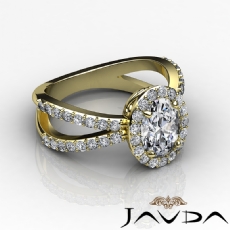Popular Split Shank Halo diamond Ring 18k Gold Yellow