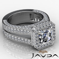 Pave Set Circa Halo Bridge diamond Ring 14k Gold White