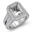 2.52Ct Halo Setting Diamond Engagement Emerald Semi Mount Ring 14k White Gold - javda.com 