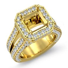 Diamond Engagement Ring Princess Semi Mount Halo Setting 18k Gold Yellow (2.52Ct. tw.)