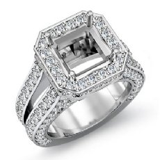 2.52 Ct Diamond Engagement Ring Princess Semi Mount Halo Setting 14k White Gold