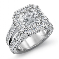 Split Shank Halo Vintage diamond Ring 14k Gold White