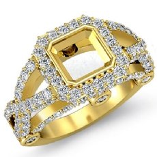 Diamond Engagement Ring Asscher Semi Mount 18k Gold Yellow Halo Setting (1.4Ct. tw.)