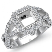 1.4Ct Diamond Engagement Ring Asscher Semi Mount 18k White Gold Halo Setting - javda.com 