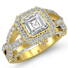 Cross Shank Accent Bridge diamond Ring 14k Gold Yellow