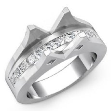 0.85CT Princess Channel Diamond Engagement Ring 14K W Gold Semi Mount