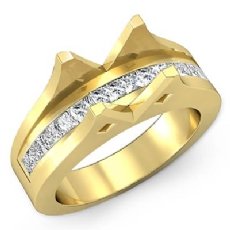 Princess Channel Diamond Engagement Ring 18k Gold Yellow Semi Mount (0.85Ct. tw.)