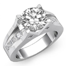 Channel Setting Sidestone diamond Ring 14k Gold White