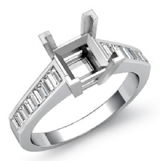 0.85Ct Baguette Channel Diamond Engagement Ring Setting 14K White Gold