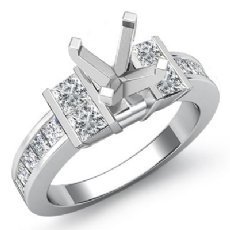 1 Ct Diamond Engagement Semi Mount Ring Princess Channel Setting 14K White Gold