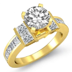 Channel Set Shank Prong diamond Ring 14k Gold Yellow