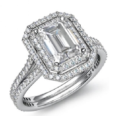 Double Halo Petite Pave Set diamond Ring 14k Gold White
